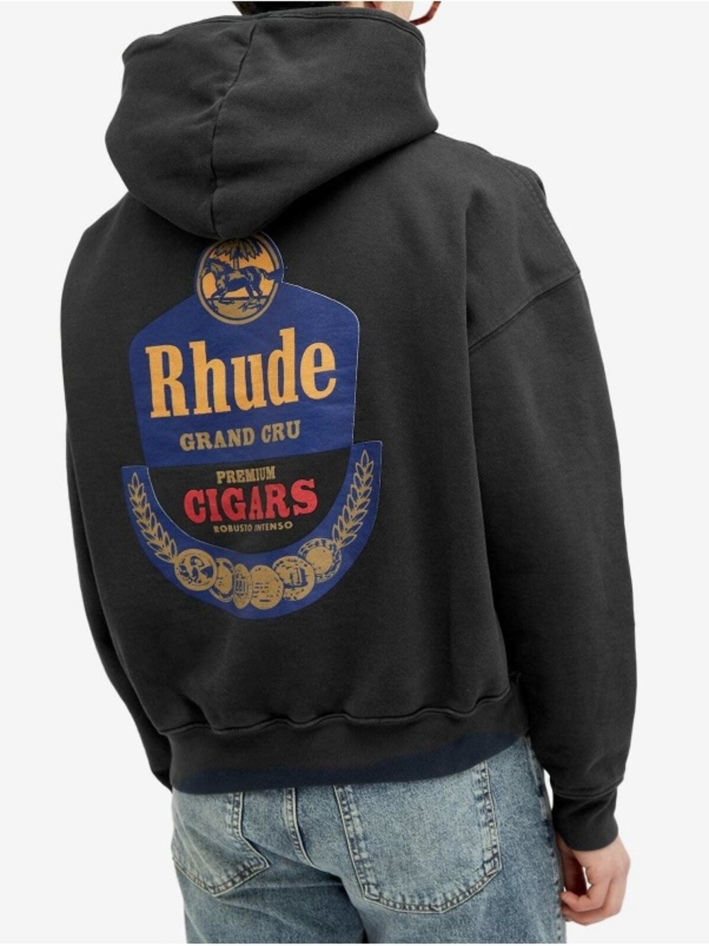 Rhude Black Graphic Hoodie - 'Grand Cru' Back Print